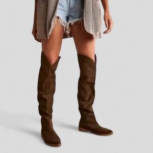 Free People Dark Brown Over-the-Knee Boots